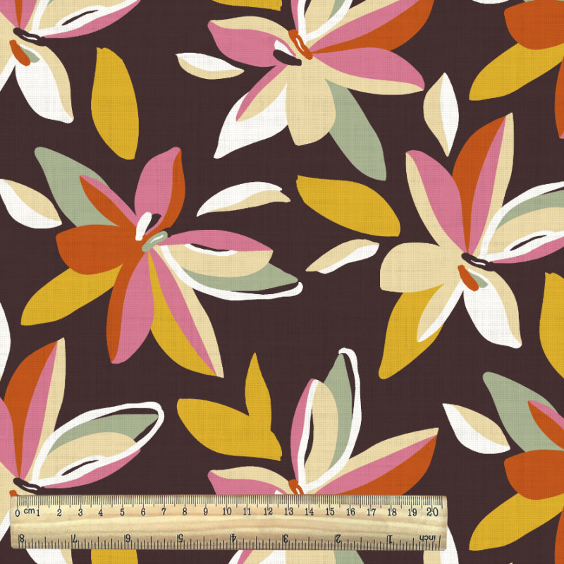 Algodón estampado MAXINE Café negro / Multicolor vintage